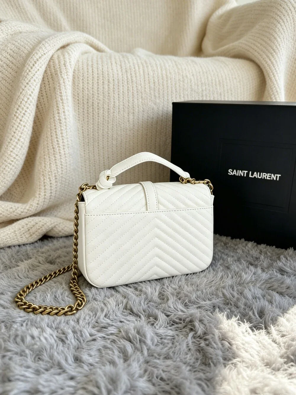 YSL Medium Bag in White